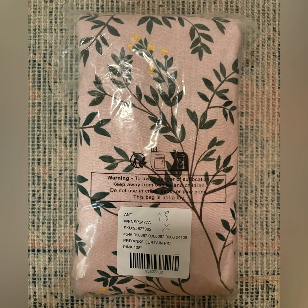 Anthropologie Priyanka Organic Cotton Printed Bird Set of 2 Curtains - Picture 3 of 3